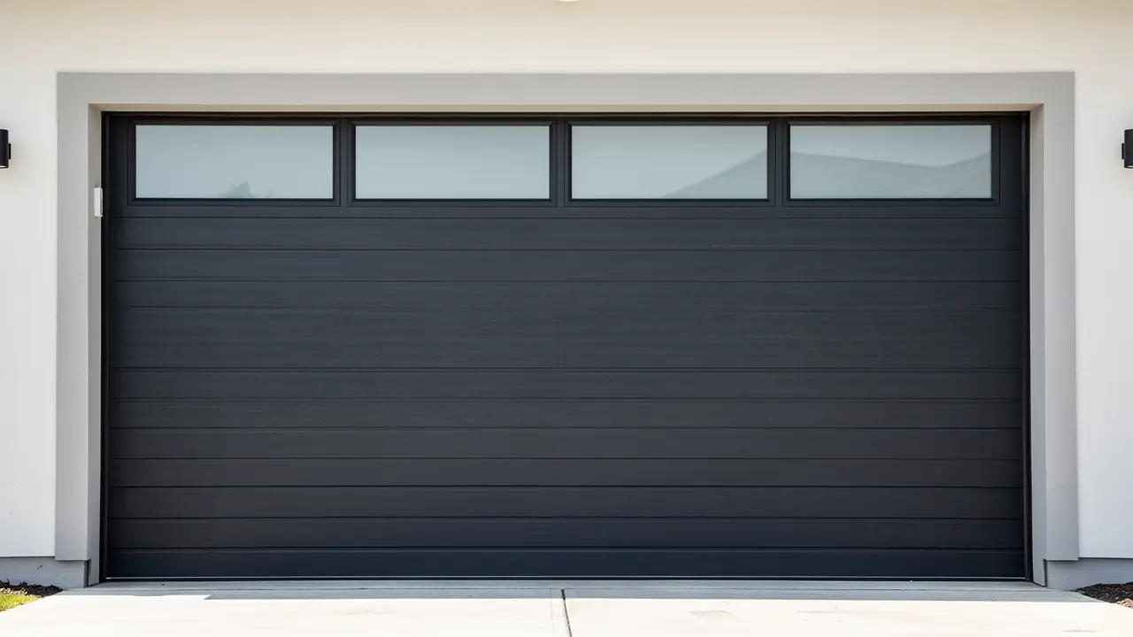 New premium garage door after installation